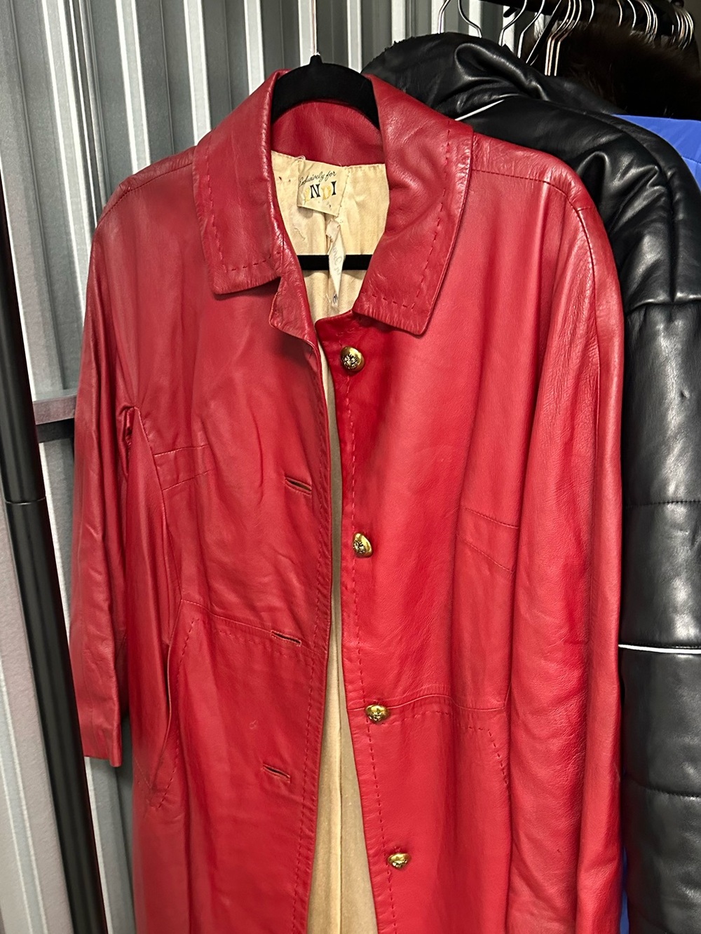 Vintage Red Leather Women's Coat